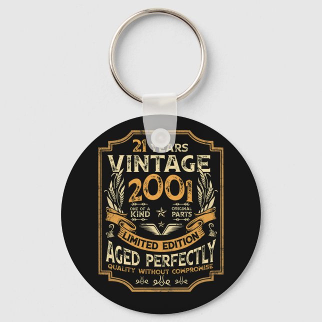 21 Year Old Vintage 2001 21st Birthday Keychain (Front)