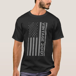21 Year Old Vintage 2001 American Flag 21st Birth T-Shirt
