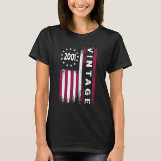 21 Year Old Vintage 2001 American Flag 21st Birth T-Shirt