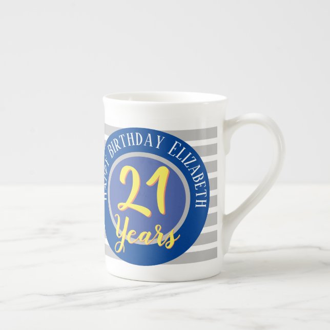 21 Years Birthday Commemorative Bone China Mug (Right)