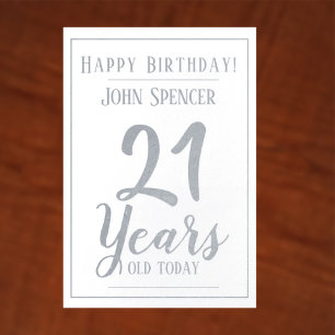 21 Years Old. 21st Birthday Foil Card
