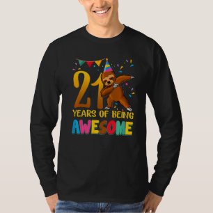 21 Years Old Birthday Sloth Dabbing 21st Birthday T-Shirt