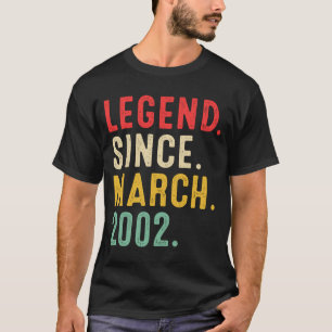 21 Years Old Legend Since March 2002  21st Birthda T-Shirt