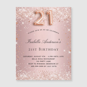 21e anniversaire blush rose rose magnet invitation