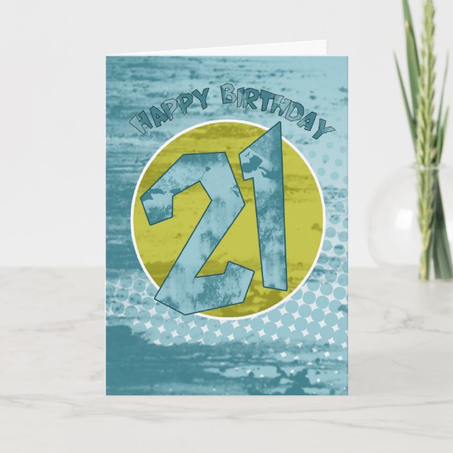 21E Anniversaire - Carte d'Anniversaire moderne Gr (Devant)
