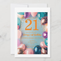 21e Anniversaire Carte d'invitation conçue avec ba