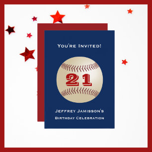 21e anniversaire de fête Invitation Baseball
