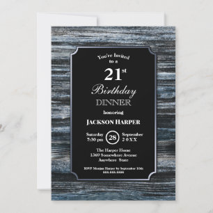 21e Anniversaire Dîner Bois Fête Invitation