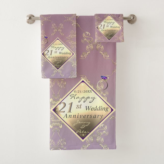 21e anniversaire du Mariage laiton et serviette d' (En situation)