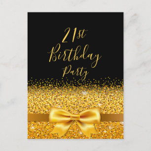 21e anniversaire fête noir or arc invitation