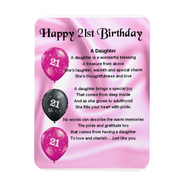 21e anniversaire, Fille Poem Magnet (Vertical)