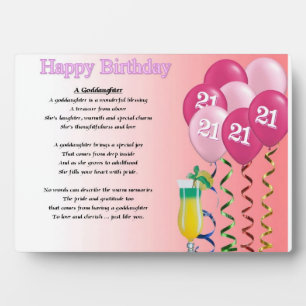 21e anniversaire Godgirl Poem Plaque