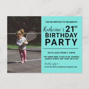 21e anniversaire Invitation Carte photo Cyan