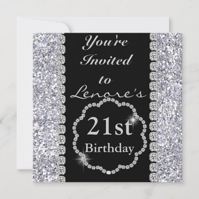 21e anniversaire Invitation DIAMONDS & SPARKLES (Devant)