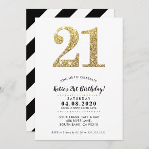 21E ANNIVERSAIRE INVITATION parties scintillant or