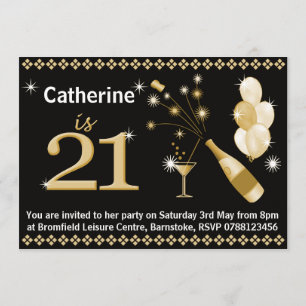 21e anniversaire Invitations - Black & Gold