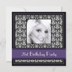 21e anniversaire Invitations Damas pourpres