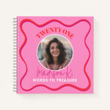 21e Anniversaire Livre d'hôtes Colorful Wavy Red P