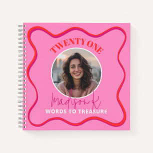 21e Anniversaire Livre d'hôtes Colorful Wavy Red P