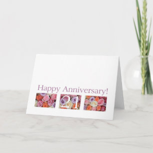 21e anniversaire Mariage Carte pastel roses