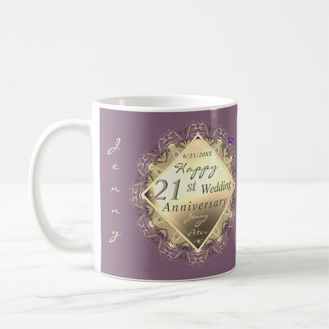 21e anniversaire Mariage de laiton Iolite Mug (Gauche)