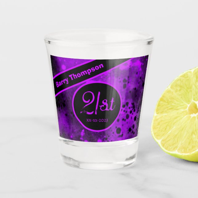 21e Anniversaire Paint Violet Splatter Verre de ti (Devant)