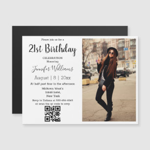 21e anniversaire photo qr code invitation aimant