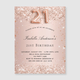 21e anniversaire rose or blush invitation aimant