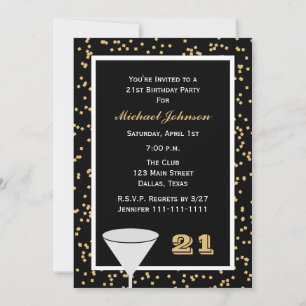 21e Invitation fête d'anniversaire 21 et Confetti