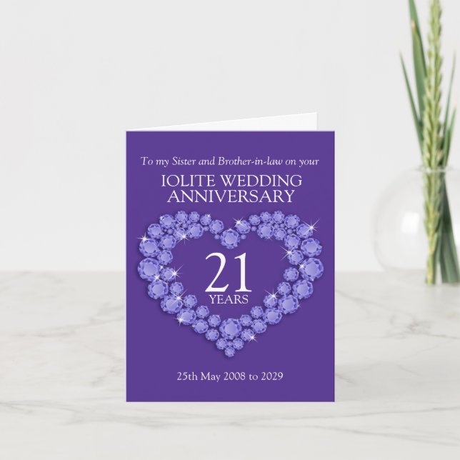 21e Iolite mariage anniversaire carte de soeur coe (Devant)