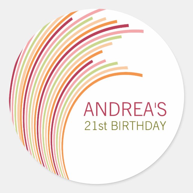 21ème autocollant de cadeau d'anniversaire de (Devant)