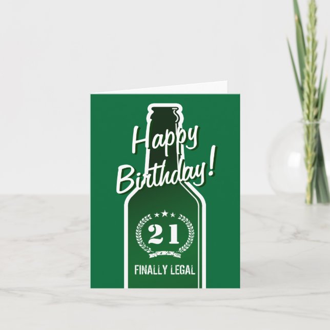 21ème Carte d'anniversaire pour la bière du fils | (Devant)
