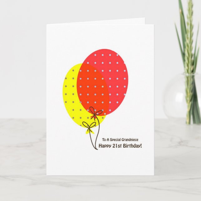 21ème Cartes de petite-nièce d'anniversaire, (Devant)