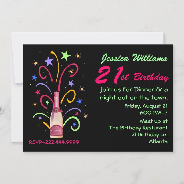 21ème invitation de fête d'anniversaire (Devant)