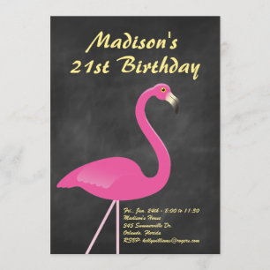 21ème invitation de fête d'anniversaire de Flamant