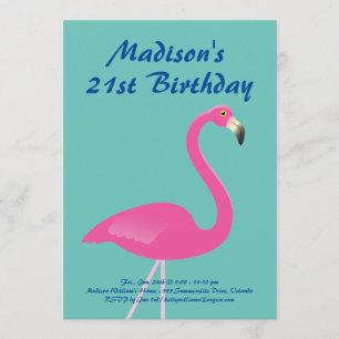 21ème invitation de fête d'anniversaire de Flamant