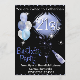 21ème Invitation de fête d'anniversaire - verre de