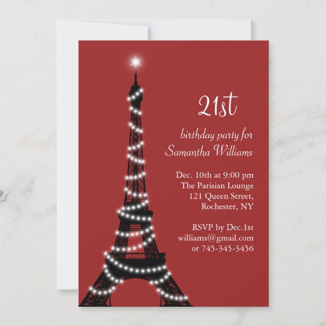 21ème Invitation de scintillement de Tour Eiffel (Devant)
