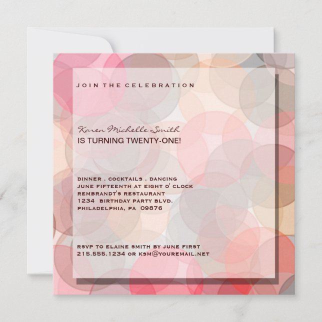 21ème invitation moderne minimaliste de fête (Devant)