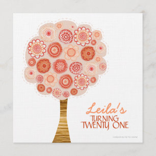 21ème Invitation orange d'arbre de fleur de fête