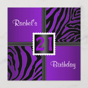 21ème invitation pourpre de fête d'anniversaire