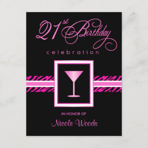 21ème Invitations de fête d'anniversaire - zèbre