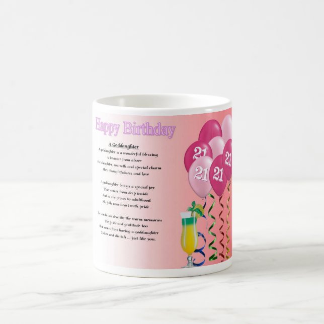 21ème Tasse de poème de filleule d'anniversaire (Centre)