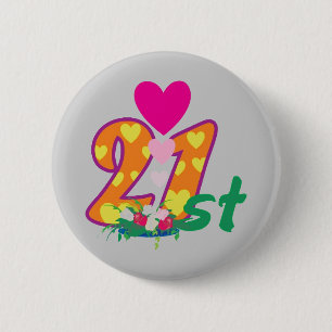 21st, 21 today personalized birthday 2 inch round button