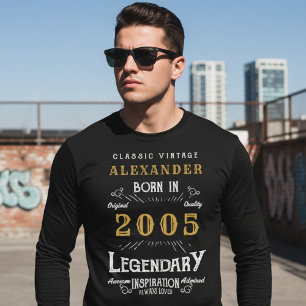 21st Birthday 2005 Add Name Black Gold Legendary T-Shirt