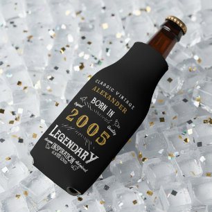 21st Birthday 2005 Name Legend Chic Black Gold Bottle Cooler