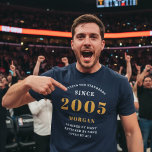 21st Birthday 2005 Personalized Custom Name Blue T-Shirt<br><div class="desc">Celebrate turning the big 2-1 with this unique and personalized 21st birthday t-shirt! Perfect for anyone born in 2005, this design proudly declares they are "Setting the Standards" since their birth year. It's a fun and thoughtful gift for a milestone birthday party, family gathering, or just a great way to...</div>