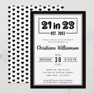 21st Birthday 21 in 23 Birthday Invitation