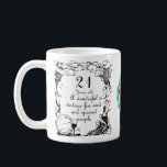 21st Birthday 21 Year Old Vintage Wine Personalize Coffee Mug<br><div class="desc">Personalized 21st birthday celebration heartfelt sincere coffee mug gift. A fine vintage wine with barrels and grape vine create a lovely gift for those 21 year old men and women who mean a lot to you. A unique age milestone mug for family or friends with "A wonderful vintage for wine...</div>