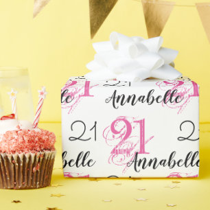 21st birthday 21 years pink Wrapping Paper